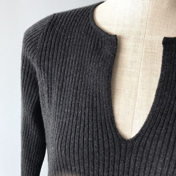 ETT:TWA by Anthropologie long sleeve grey ribbed tunic - Picture 3 of 9